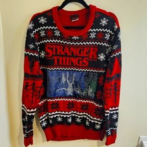 NETFLIX Stranger Things Official Christmas Sweater Reversible sequins Si…